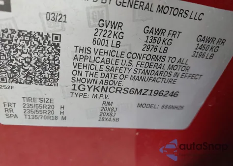 2021 Cadillac Xt5 Fwd Premium Luxury from USA, damaged, VIN 1GYKNCRS6MZ196246